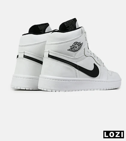 کفش کتانی ساق‌دار مردانه و زنانه سفید مشکی NIKE jordan 1 مدل 7581