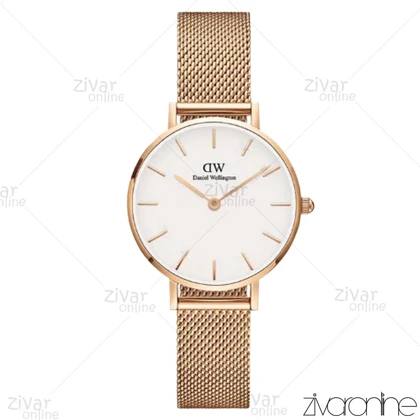 ساعت دنیل ولینگتون زنانه حصیری رزگلد صفحه سفید 102479