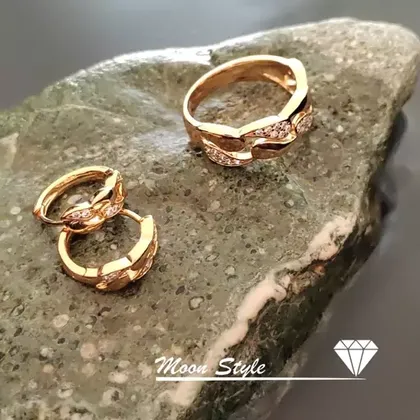 ست حلقه و گوشواره ژوپینگ آبکاری طلا