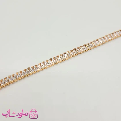 سرویس زنانه تنیسی طلایی با نگینهای سفید باگتی کد 530