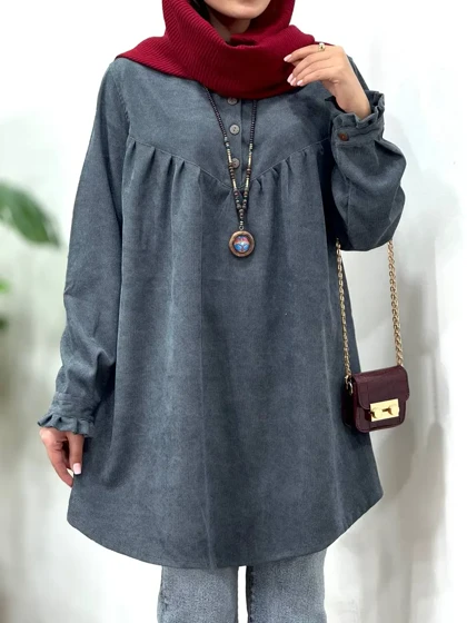 مانتو پاییزه یقه چین آیسو مانلی 2