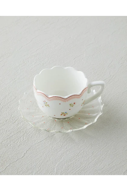 ست فنجان قهوه Bone China دو نفره English Home مدل Daisy Days - صورتی - سبز