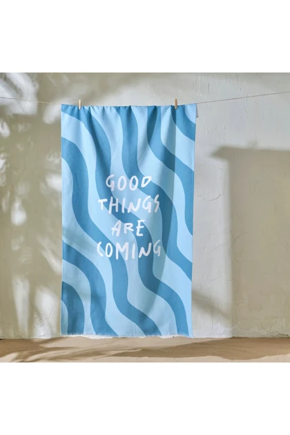 حوله ساحلی Bella Maison مدل Good Things Are Coming پنبه‌ای - نعنایی