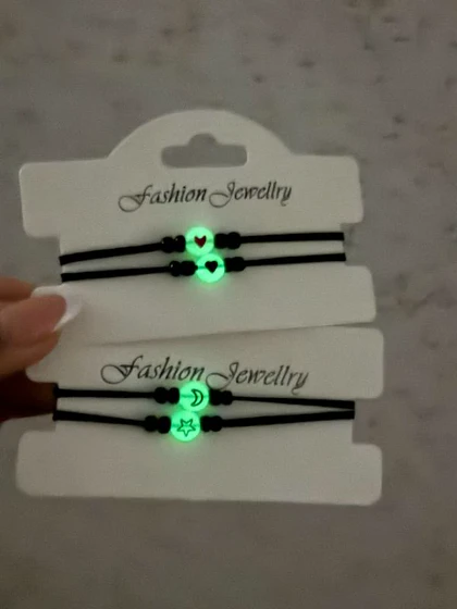 ست دستبند دو نفره کاپلی مدل «درخشش در تاریکی» | شب‌رنگ و فری‌سایز
