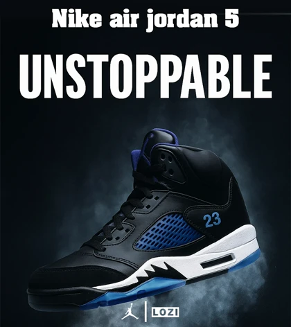کتانی ساق‌دار زنانه و مردانه مشکی آبی Nike air jordan 5