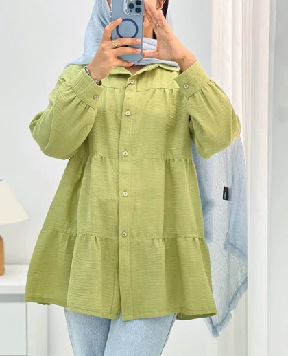 شومیز مانتویی سه چین مزونی کد 4868