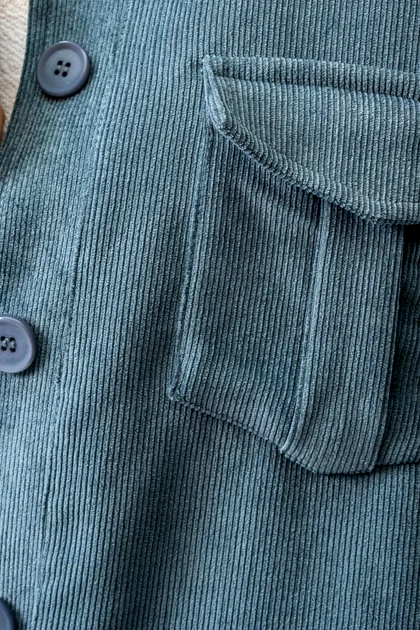 کت جیب‌دار مخمل کبریتی زنانه