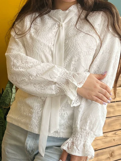 بلوز مجلسی زنانه گیپور آستردار وارداتی