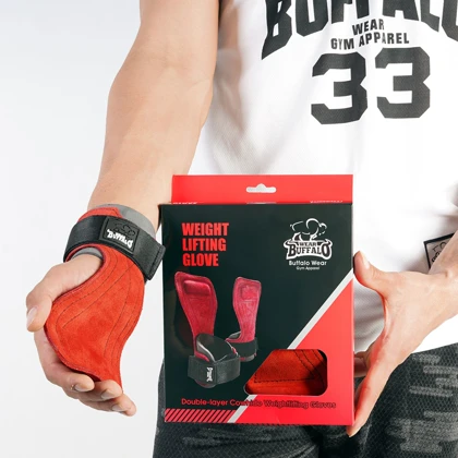 مچ بند چرمی بوفالو ترکیبی پد دست بند لیفت چرمی مشکی