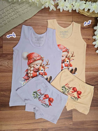 ست رکابی و شورت دخترانه کریسمس