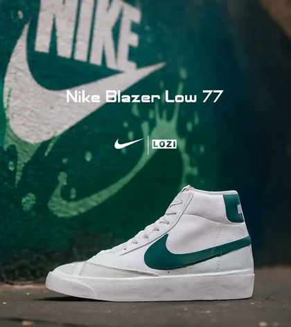 کفش کتانی ساق‌دار مردانه و زنانه سفید سبز Nike Blazer Low 77 مدل 5670