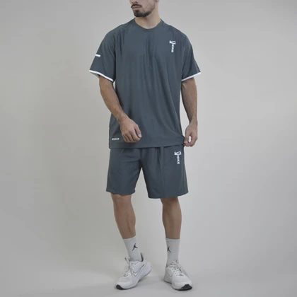 ست تیشرت و شلوارک اسپرت نایک مدل DS-4H0828 طوسی تیره