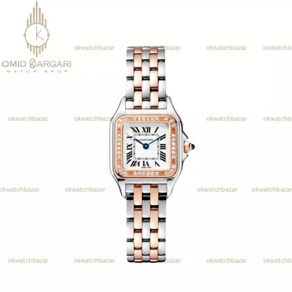 ساعت مچی کارتیه پنتر سیلور رزگلد دورنگین Cartier Panthere