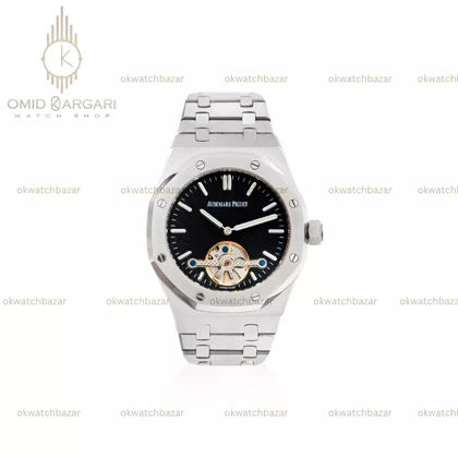 ساعت مچی اودمار پیگه اتوماتیک اوپن هارت سیلور صفحه مشکی Audemars Piguet