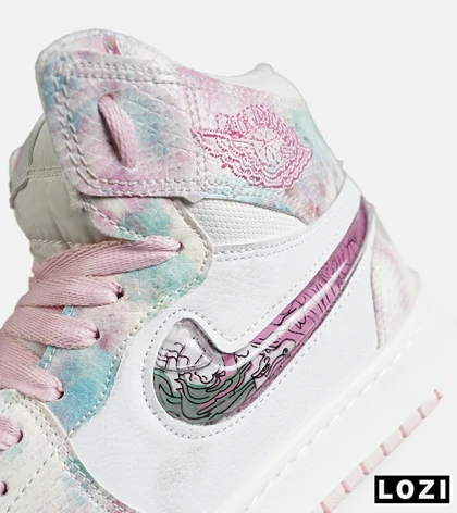 کفش کتانی زنانه ساق‌دار صورتی سفید NIKE dunk low steam puppet مدل 7956