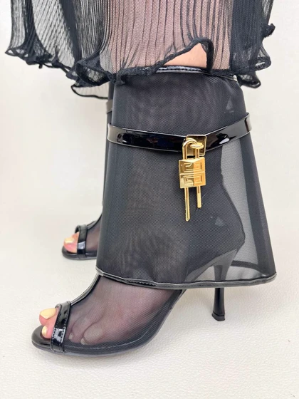 کفش پاشنه‌دار زنانه صندل جلو باز توری 10 سانتی ژیوانشی GIVENCHY کد 1620