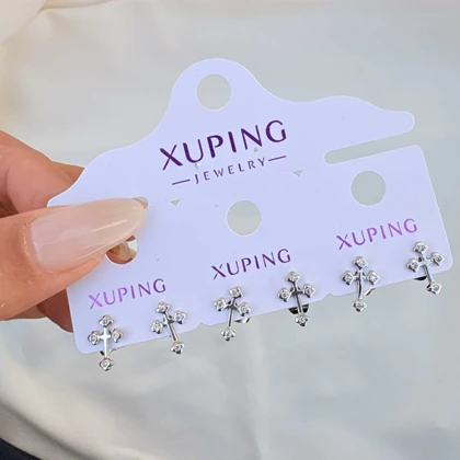 گوشواره صلیب نگین‌دار سیلور ژوپینگ