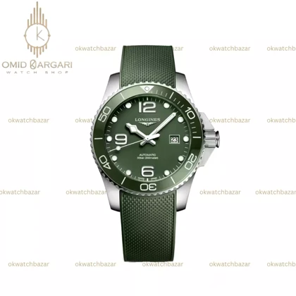 ساعت مچی لونژین اتوماتیک بند رابر سبز Longines