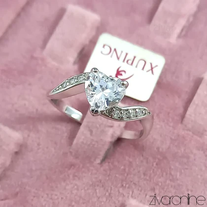 انگشتر جواهری تک نگین مدل قلب ژوپینگ 30090