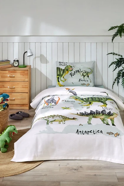 روتختی پیکه یک نفره Özdilek مدل Dinosaur Time پنبه‌ای - سبز