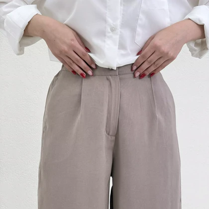 شلوار پارچه ای زنانه سیلک جلو پیله