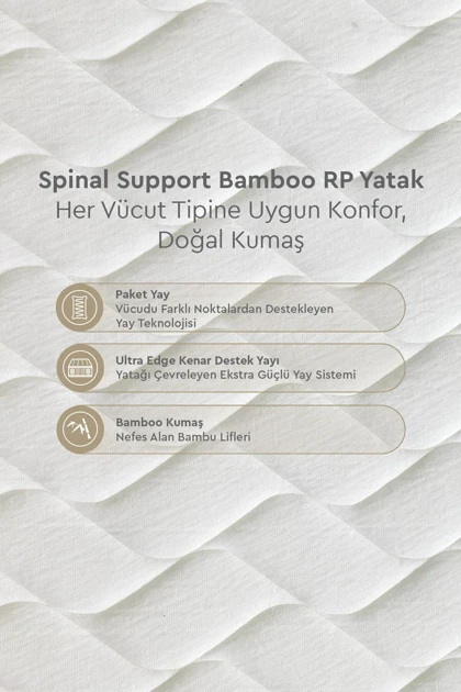 تشک دو نفره Yataş مدل Spinal Support Bamboo فنری