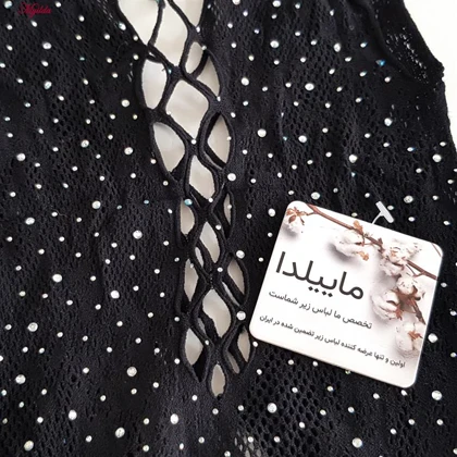 بادی فانتزی نگین‌دار زنانه مشکی کد 4860-7191