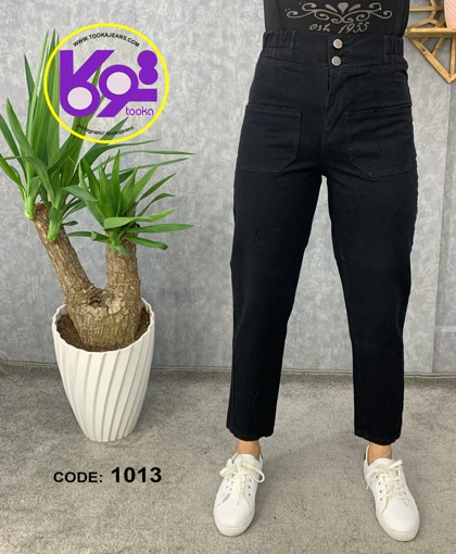 شلوار مام استایل مشکی قد90-1013