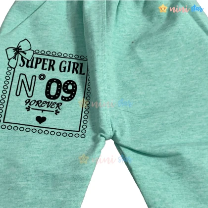 بلوز شلوار دخترانه super girl سبز