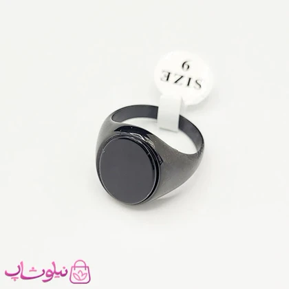 انگشتر مردانه استیل فول مشکی با سنگ دایره ای کیفیت مستر کد 750