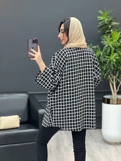 شکت چهارخونه آستین کیمینو