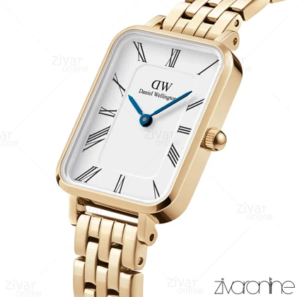 ساعت دنیل ولینگتون زنانه مستطیلی بند طلایی ایندکس یونانی 105521