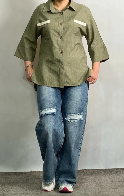 مانتو شومیزی صوفیا کمردار تابستانی