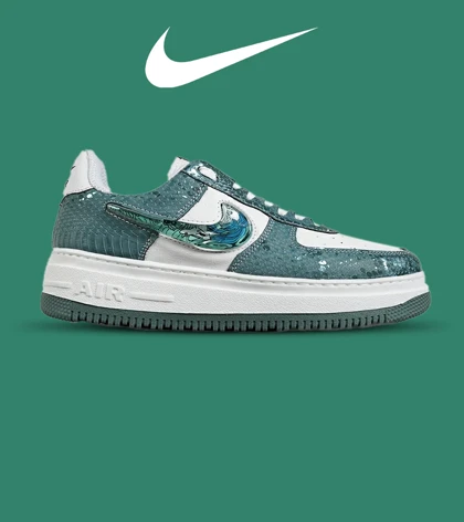 کفش کتانی مردانه و زنانه سبز سفید NIKE dunk low steam puppet مدل 7224