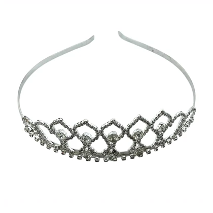 تاج مو زنانه جواهری نگین‌دار مدل لتیرا نقره‌ای