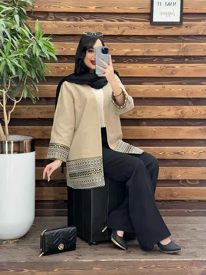 مانتو ژاکارد پولک دوزی