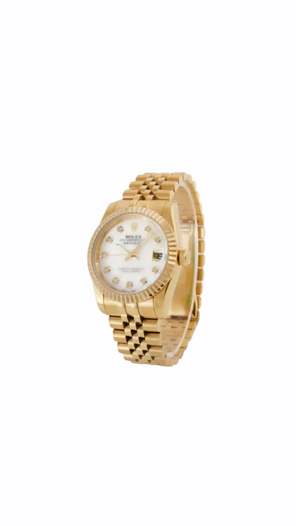 ساعت رولکس دیت جاست مردانه تمام طلایی صفحه سفید ایندکس نگین Rolex Datejust Gold