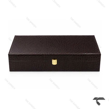 باکس ساعت 12 تایی چرمی قهوه ای سوخته Watches-Box-12-10775-U