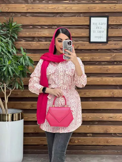 مانتو طرح دار کمردار