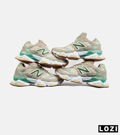 کفش کتانی مردانه و زنانه کرم گلبهی سبز NEW BALANCE 9060 مدل 7285