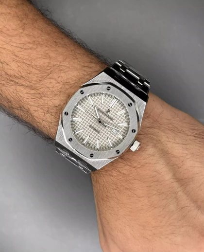 ساعت مچی اودمار پیگه اتوماتیک بند سیلور صفحه طوسی Audemars Piguet