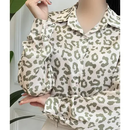 شومیز ساتن پلنگی 18530