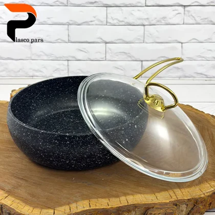 تابه 24 خمره ای تکدسته درب پیرکس مشکی هاناتک