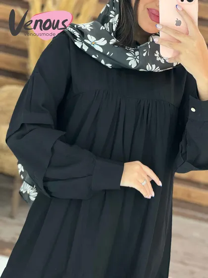 مانتو پیراهنی بابوس چین‌دار