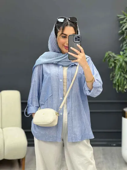 شومیز راه راه دو جیب نیلا