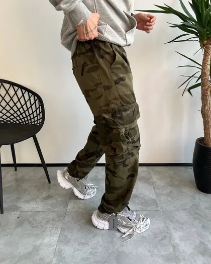 شلوار نیم بگ چریکی سبز تیره BALENCIAGA
