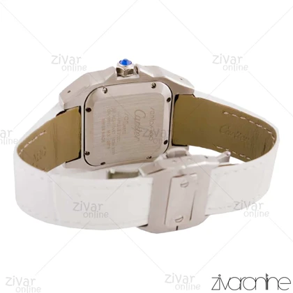 ساعت کارتیر زنانه مدل سانتوس بند چرمی دور نگین 104596