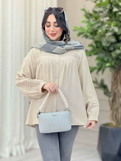 شومیز جلو چین دوخت دار