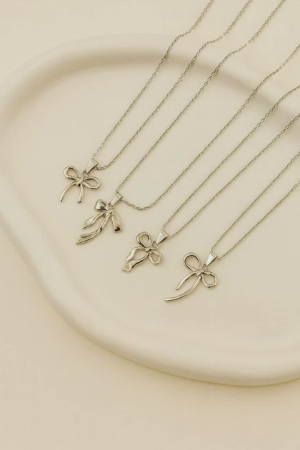 گردنبند پاپیون آبکاری نقره