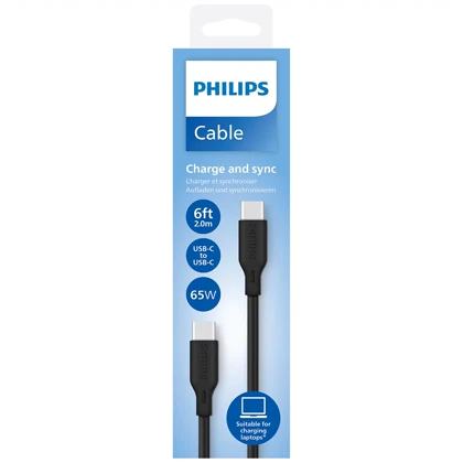 کابل تایپ سی 65 وات فیلیپس Philips مدل DLC4561CB طول 2 متری